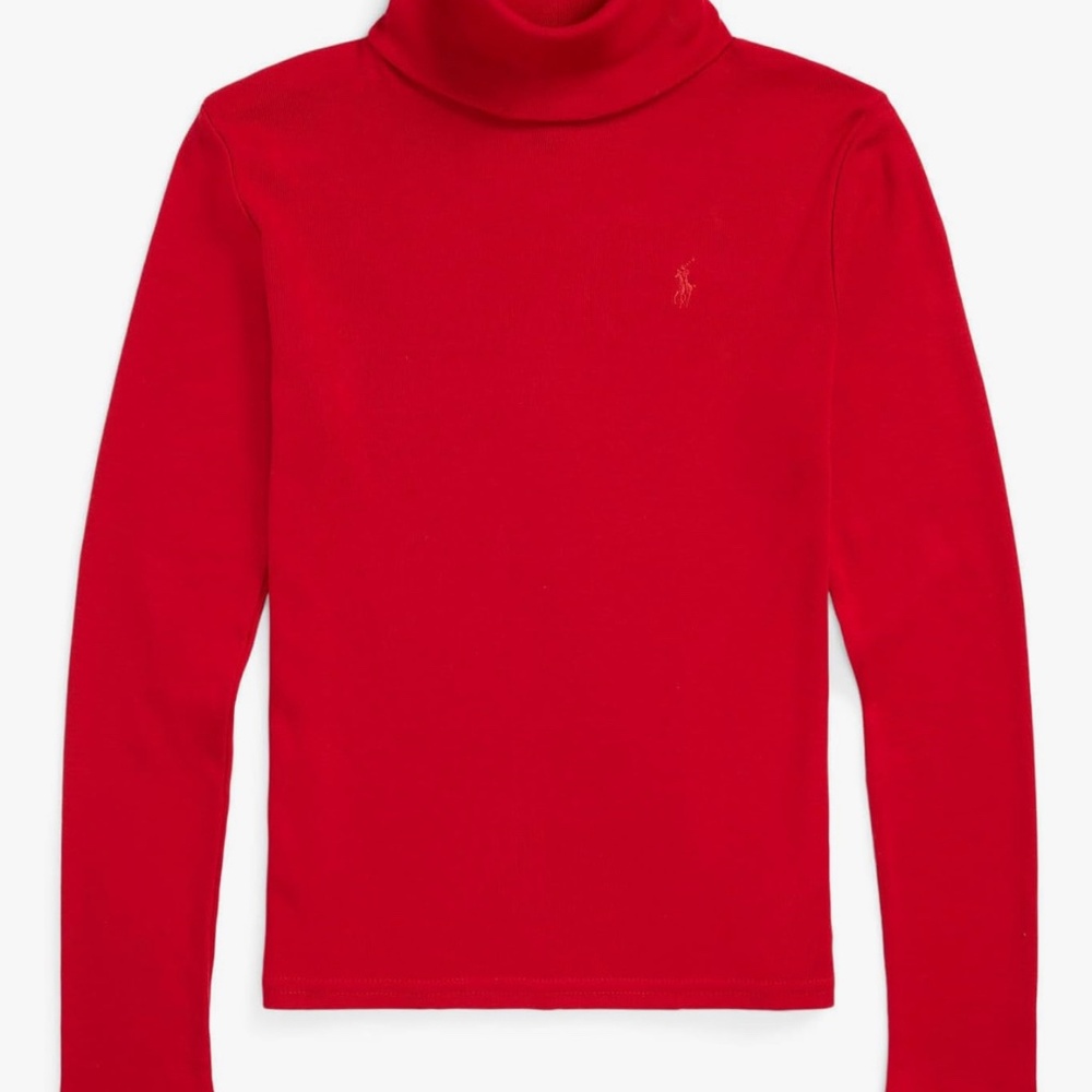 Girl’s Polo by Ralph Lauren Red Ribbed Cotton-Blend Turtleneck size XL
